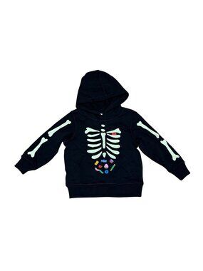 Hanna Andersson Halloween Skeleton Candy Hoodie Black Sweater Toddler Boys 3T